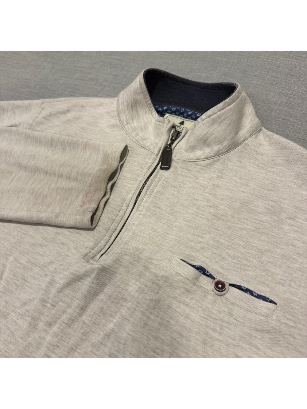 Southern Tide light gray quarter-zip pullover
